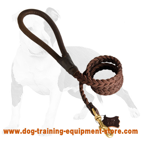 4 FT Braided Leather Dog Leashes for Training Dogs [L12##1064
