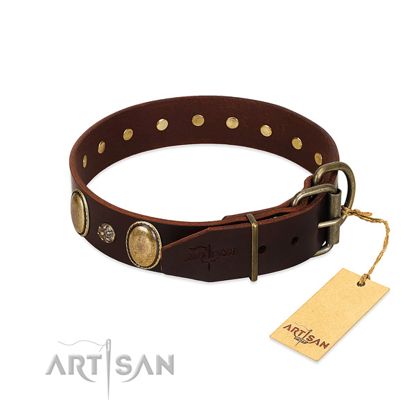 Easy wearing quality full grain natural leather dog collar