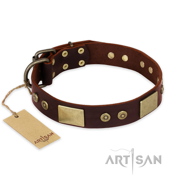 Exquisite full grain natural leather dog collar for daily use