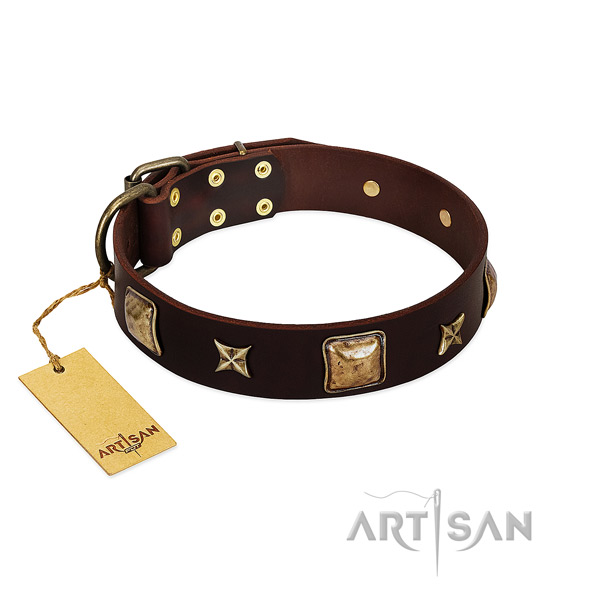 Exceptional full grain genuine leather collar for your four-legged friend
