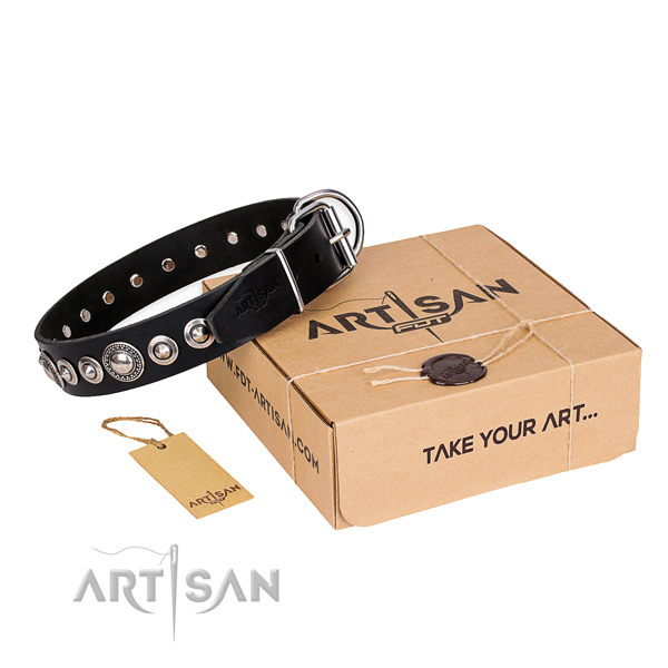 Top notch full grain natural leather dog collar