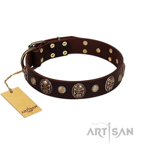Exquisite full grain natural leather dog collar for daily use